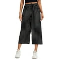 thumbnail image 1 of Lovito Casual Striped Lace Up Square Pants Bottom For Woman Wide Leg, 1 of 5
