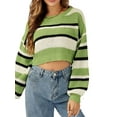 thumbnail image 1 of Lovito Casual Striped Long Sleeve Round Neck Women Sweater, 1 of 5