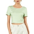 thumbnail image 1 of Lovito Cute Gingham Crop T-Shirts, 1 of 5