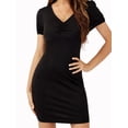 thumbnail image 1 of Lovito Elegant Plain V Neck Short Sleeve Dress, 1 of 5