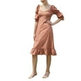 thumbnail image 1 of Lovito Elegant Polka Dot Ruffle Hem Virago Sleeve Draw Back Dress, 1 of 5
