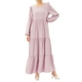 thumbnail image 1 of Lovito Muslim Plain Lettuce Trim Ball Gown Dress, 1 of 5
