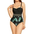 thumbnail image 1 of Lovito Sexy Tropical Cut Out Women One-Piece Swimsuit With Non-removable Pads, 1 of 5