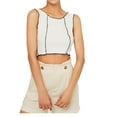 thumbnail image 1 of Lovito Trendy Solid Round Neck Bodycon Crop Tops, 1 of 5