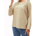 thumbnail image 1 of Lovito Women Casual Long Sleeve Loose Plus Size Blouse Muslim Round Neck Pleated Frill Plain Shirts Cotron Fashion Maxi Tops, 1 of 5