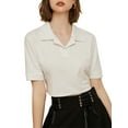 thumbnail image 1 of Lovito Women's Preppy Casual Plain Polo Neck Button Short Sleeve Regular Fit Tops Crop T-Shirt for Daily, 1 of 7