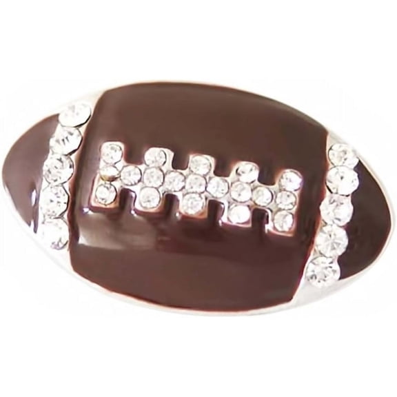 Snap Jewelry 18MM Rhinestone Enamel Football Ginger Charm Button in Brown