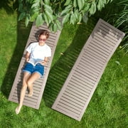 LovoIn | 2PCS Outdoor Chaise Lounge Chair Waterproof Patio Chaise Lounge Chair Plastic Resin Lounger Recliner with Adjustable Backrest - Light Brown