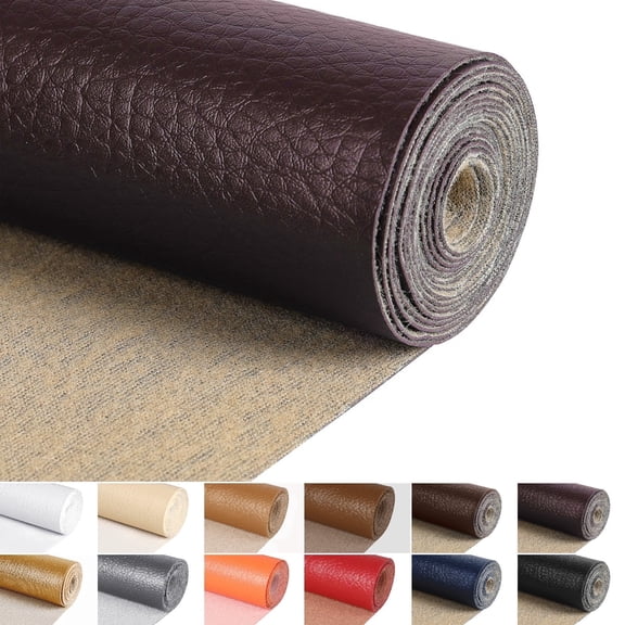 Lovote 1 Yard Faux Leather Fabric Vinyl Fabric 54" Wide Cotton Back Home Decor Fabric for DIY Craft Upholstery