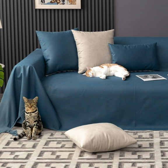 Lovote 100% Waterproof Couch Cover Nonslip Slipcover Anti-scratch Sofa Cover for Pet Furniture Protect Home Decor (Blue, 83'' x 102'')