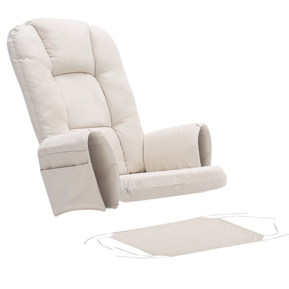 Lovote 5 in 1 Glider Rocker Replacement Cushions Set - Soft Thicken Suede Rocking Chair Cushion with Ottoman Cover for Indoor Nursery Glider Rocking Chair, Beige