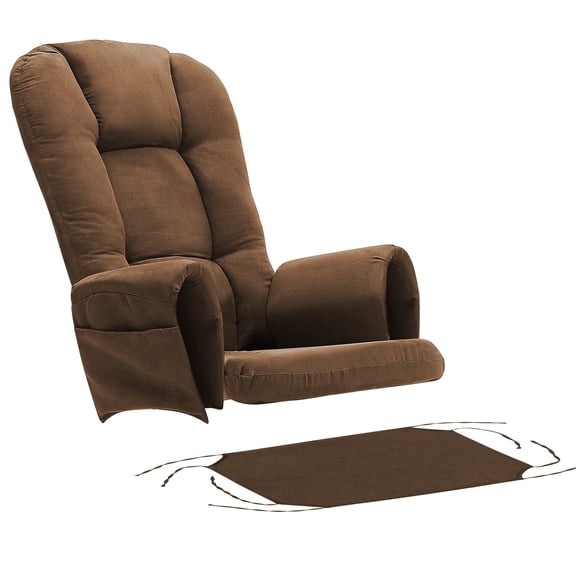 Lovote 5 in 1 Glider Rocker Replacement Cushions Set - Soft Thicken Suede Rocking Chair Cushion with Ottoman Cover for Indoor Nursery Glider Rocking Chair, Brown