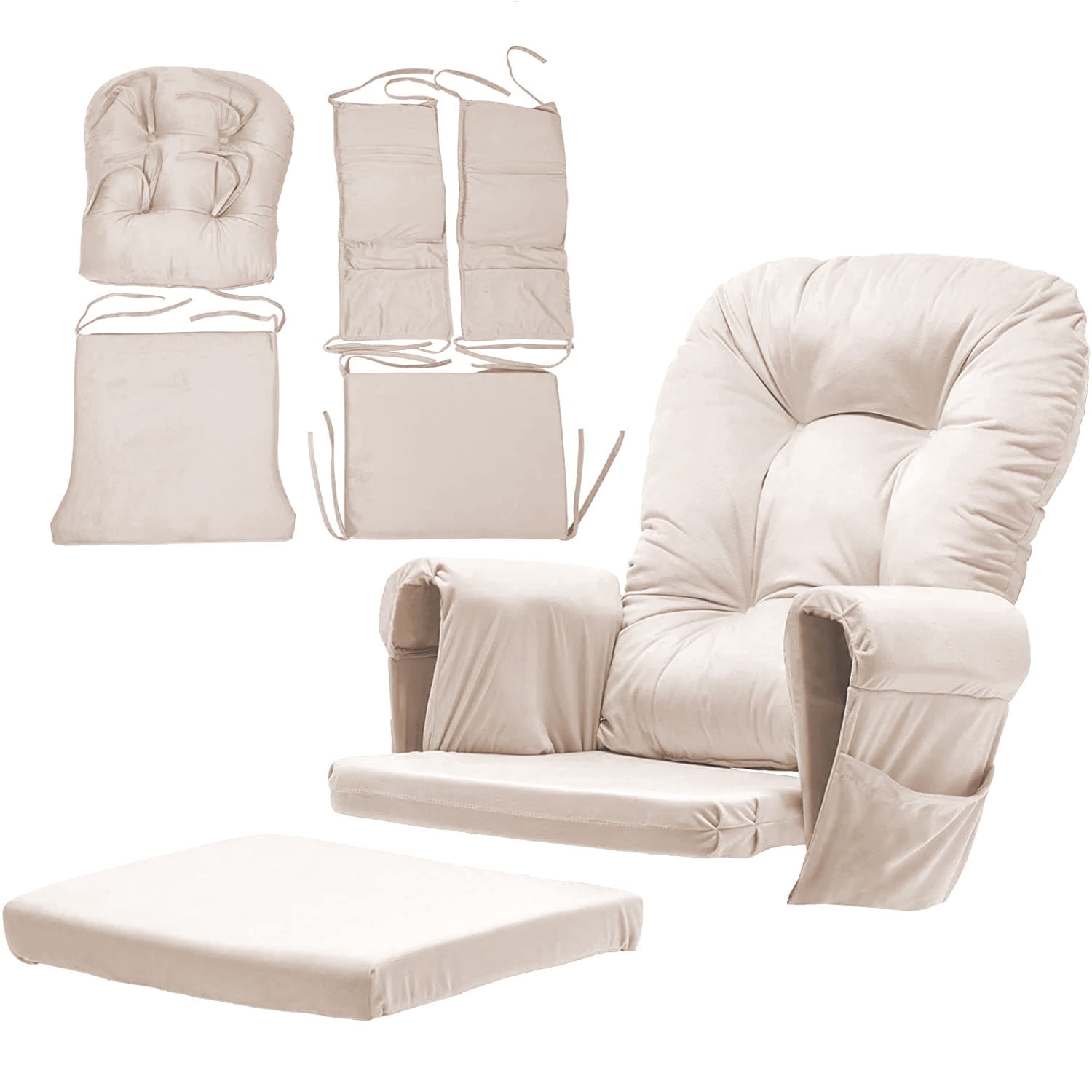 Free Shipping Lovote 5 in 1 Removable Glider Cushions Set Rocking Chair Cushions for Rocker Chair Ottoman Washable Cover Green Walmart