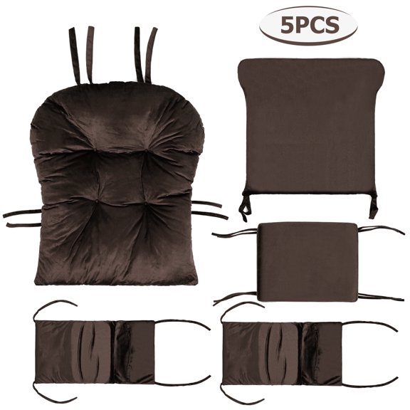 Lovote 5 in 1 Removable Glider Cushions Set Rocking Chair Cushions for Rocker Chair & Ottoman Washable Cover, Brown