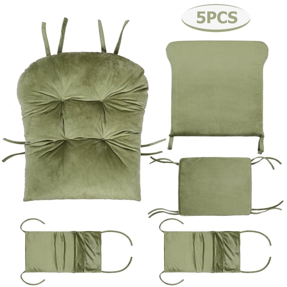 Lovote 5 in 1 Removable Glider Cushions Set Rocking Chair Cushions for Rocker Chair & Ottoman Washable Cover, Green