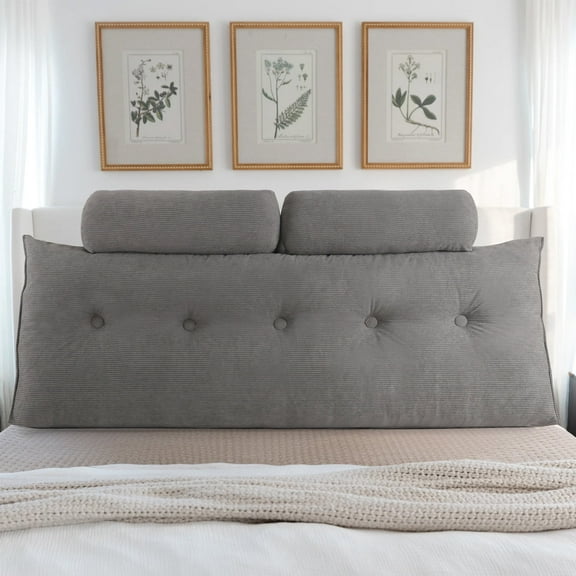 Lovote Bed Headboard Wedge Pillow with Neck Roll Pillow Ultimate Back Support and Comfort, 39"x20",Gray