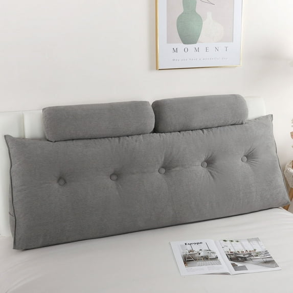 Lovote Bed Headboard Wedge Pillow with Neck Roll Pillow Ultimate Back Support and Comfort, 79"x20",Gray