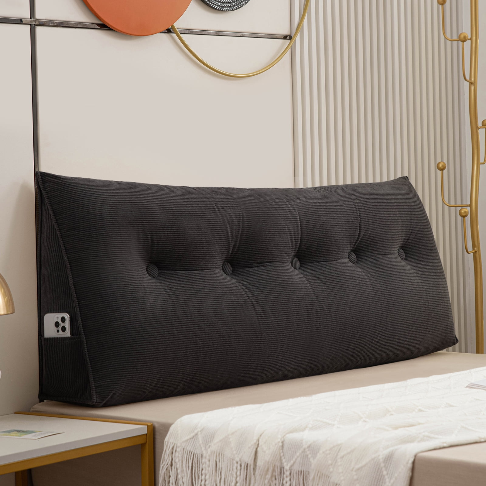Lovote Triangular Bed Wedge Pillow, Headboard Gap Reading Support, 59 ...