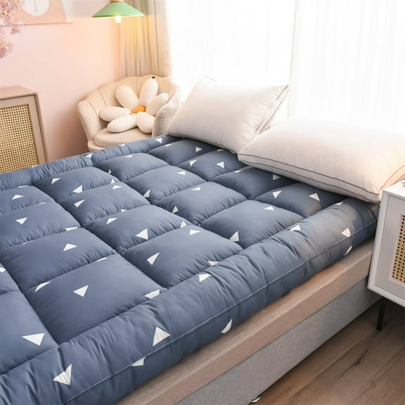 Desirable Life Extra Thick Full Mattress Topper Pillow Top Mattress Pad Cover Cooling Mattress Protector with 3 inch Down Alternative Fill Microfiber Soft and Breathable, Blue