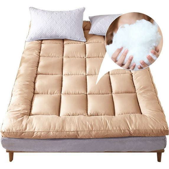 Desirable Life Extra Thick King Mattress Topper Pillow Top Mattress Protector Cover with 3 inch Down Alternative Fill Microfiber Soft and Breathable, Coffee