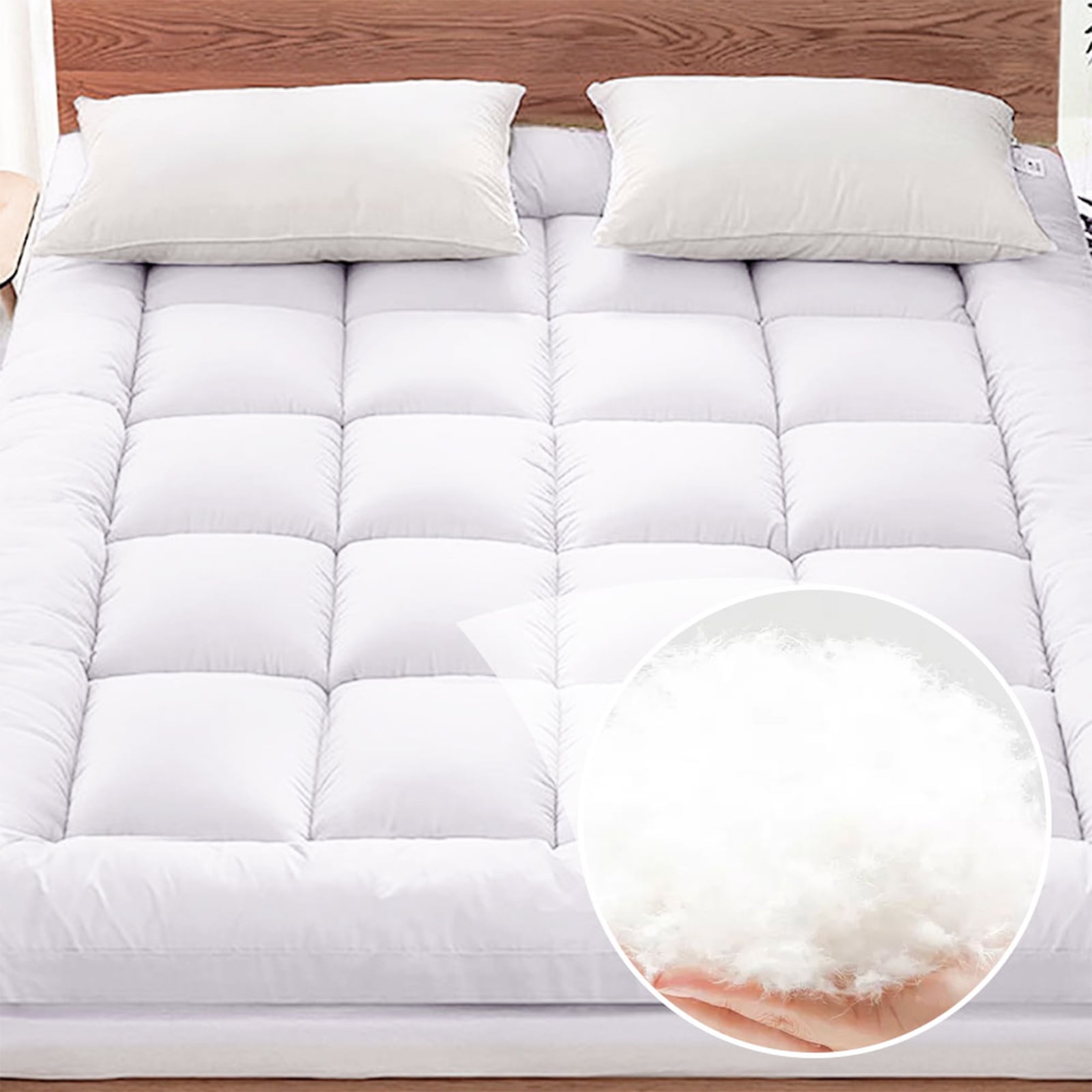 Lovote King Size Mattress Topper 3 inch Microfiber Fill, Soft, Breathable, White