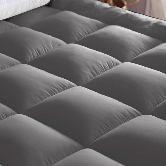 Desirable Life Extra Thick Queen Mattress Topper Pillow Top Mattress Protector Cover with 3 inch Hotel Quality Down Alternative Fill Microfiber Soft and Breathable, Gray