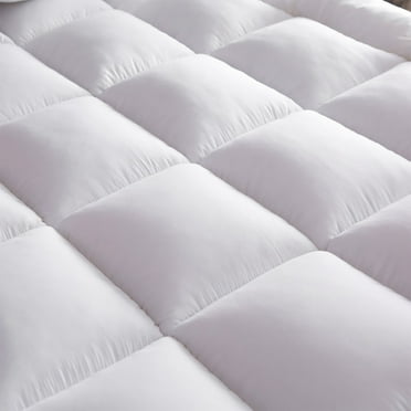 Desirable Life Extra Thick Queen Mattress Topper Pillow Top Mattress Protector Cover with 3 inch Hotel Quality Down Alternative Fill Microfiber Soft and Breathable, White
