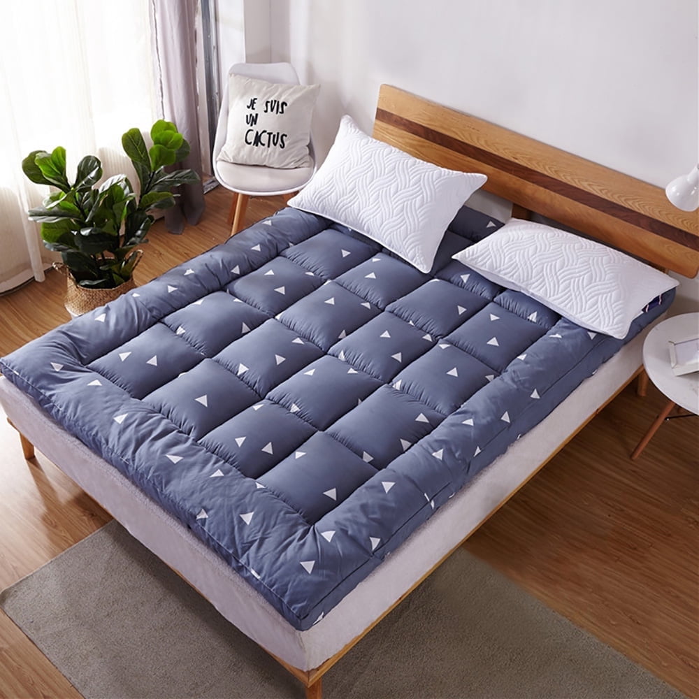 Extra Thick Twin Mattress Topper Pillow Top Mattress Protector Cover with 3 inch Down Alternative Fill Microfiber Soft and Breathable,Blue
