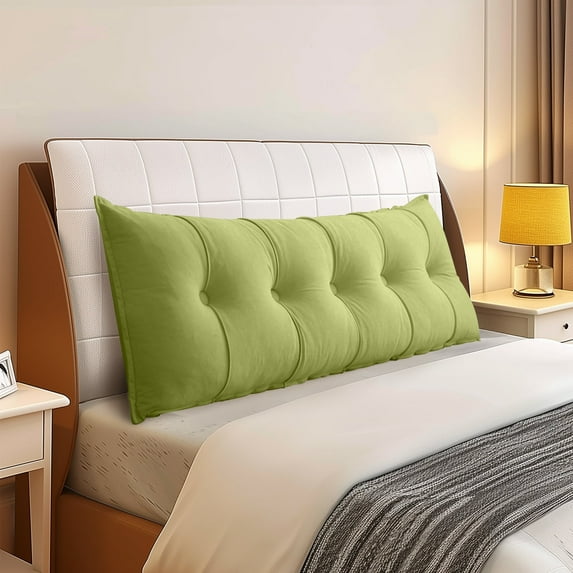 Lovote Headboard Pillow Wedge Pillow Bed Gap Filler Body Positioner Backrest Reading Bolster - Premium Chenille Fabric, Pearl Cotton Filling, Removable Cover (71" x 17.7" x 5.9", Green)