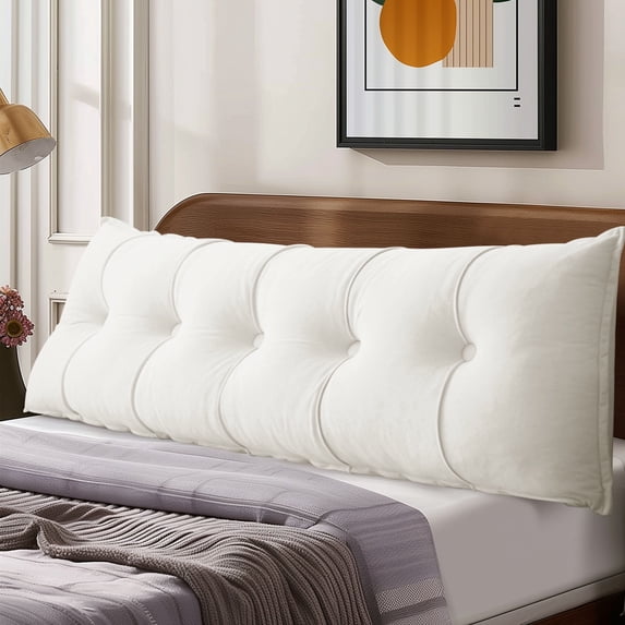 Desirable Life Headboard Pillow Wedge Pillow Bed Gap Filler Body Positioner Backrest Reading Bolster - Premium Chenille Fabric, Pearl Cotton Filling, Removable Cover (40" x 17.7" x 5.9", White)