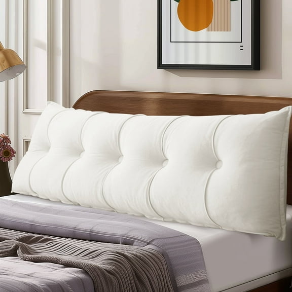 Desirable Life Headboard Pillow Wedge Pillow Bed Gap Filler Body Positioner Backrest Reading Bolster - Premium Chenille Fabric, Pearl Cotton Filling, Removable Cover (40" x 17.7" x 5.9", White)