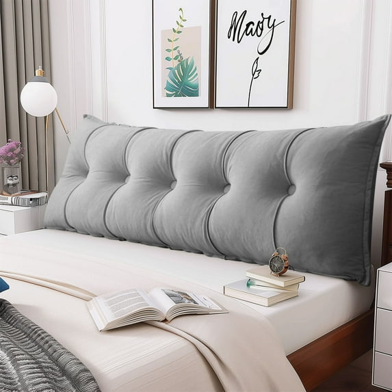Lovote Headboard Pillow Wedge Pillow Bed Gap Filler Body Positioner Backrest Reading Bolster - Premium Chenille Fabric, Pearl Cotton Filling, Removable Cover (59" x 17.7" x 5.9", Gray)