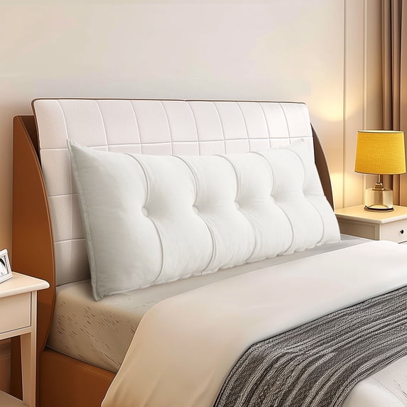 Lovote Headboard Pillow Wedge Pillow Bed Gap Filler Body Positioner Backrest Reading Bolster - Premium Chenille Fabric, Pearl Cotton Filling, Removable Cover (71" x 17.7" x 5.9", White)