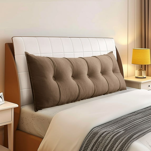 Lovote Headboard Pillow Wedge Pillow Bed Gap Filler Body Positioner Backrest Reading Bolster - Premium Chenille Fabric, Pearl Cotton Filling, Removable Cover (71" x 17.7" x 5.9", Camel)