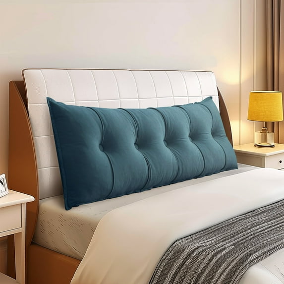 Lovote Headboard Pillow Wedge Pillow Bed Gap Filler Body Positioner Backrest Reading Bolster - Premium Chenille Fabric, Pearl Cotton Filling, Removable Cover (71" x 17.7" x 5.9", Blue)
