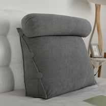 Lovote Reading Back Pillow for Bed Sitting Up - Adjustable Triangular Wedge Bolster Pillow with Roll Bolster, Lumbar Neck Back Support, 23.6 x 19.7 x 7.9 Inch, Gray