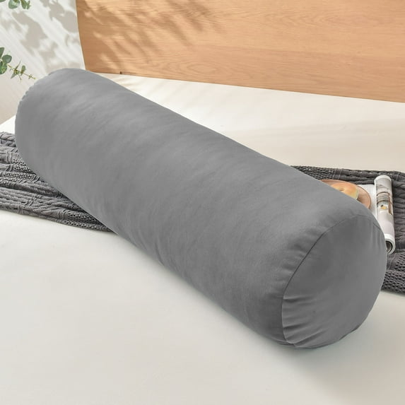 Lovote Round Bolster Pillow Cervical Roll Cylinder Body Pillow for Neck and Back Pain Relief, 35.4"x9.8",Gray