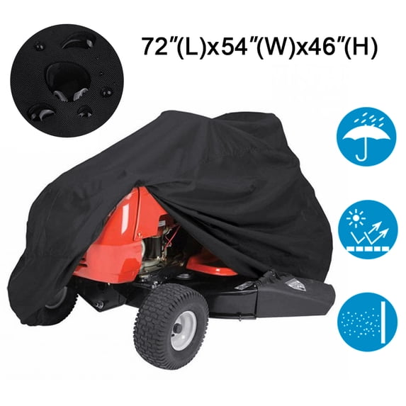 Lovote Waterproof Riding Lawn Mower Tractor Cover Fits Decks up to 72" Heavy Duty Protector with Storage Bag Black