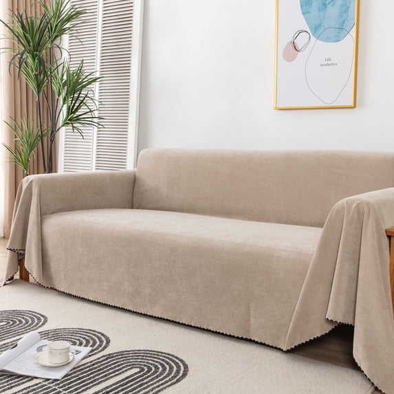AUQ Waterproof Sofa Cover Protector for Pets, Khaki Couch Throw Slipcover, Durable Multi-Function Furniture Blanket for Dogs and Cats, 71x118 Inch