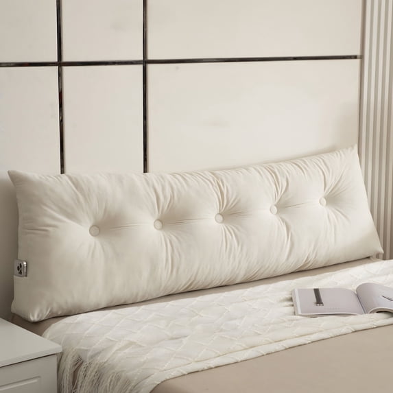 Desirable Life Wedge Headboard Reading Pillow 79" x 15.7" x 4.7" Triangular Bolster Backrest Support Cushion for Bed, Sofa, Daybed, White