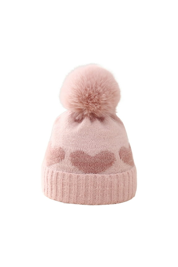 0-12 Months Winter Knit Newborn Baby Hat Twist Warm Beanie for Boys Girls Infant Toddler Baby Beanie With Pompom Pink