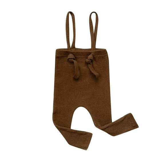 Zwiiyzr 0-1T Baby Clothes Christmas Solid Color Jumpsuit High Stretch Leggings Baby Overalls Long Pants Brown