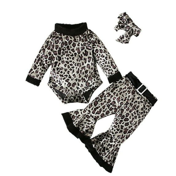 Lovskoo 1-5T Toddler Baby Boy'S And Girl'S Winter Christmas Outfits Long Sleeve Shirt +Bell Bottoms + Hat Three-Piece Wear Gray