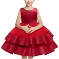 thumbnail image 1 of Lovskoo 1-6Y Girls Princess Tulle Dress Sleeveless A Line Wedding Pageant Dresses Wedding Ball Gown Red, 1 of 7