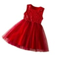 thumbnail image 1 of Zwiiyzr 1-6Y Girls Tulle Dress Sleeveless A Line Wedding Pageant Dresses Princess Wedding Ball Gown Red, 1 of 4