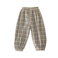 thumbnail image 1 of Zwiiyzr 1-7Y Toddler Baby Girls Boys Corduroy Plaid Pants Elastic Waist Soft Harem Bloomers Summer Fall Long Pants Beige, 1 of 3