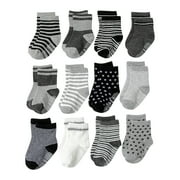 Lovskoo 12 Pairs Toddler Slipper Socks Non-Slip 0-7 Years Childrens Floor Socks With Grips for Baby Boys Girls Low Cut Short Socks Infant Kids Multicolor