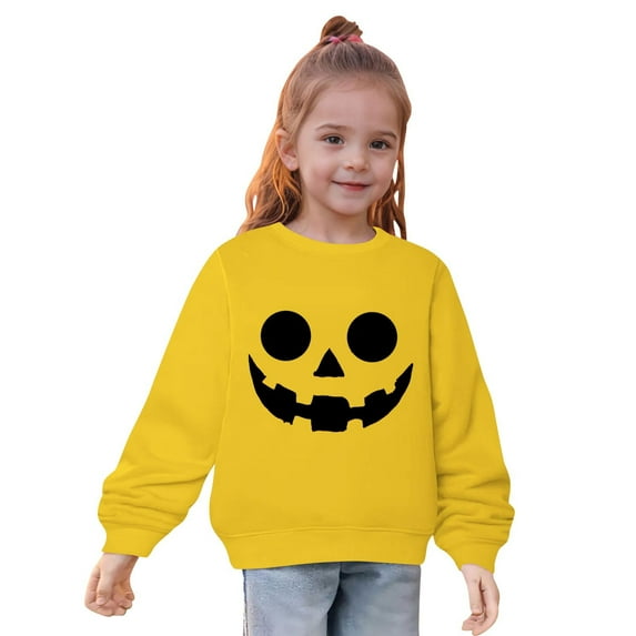 Zwiiyzr 2-10Y Toddler Child Fall and Winter Pullover Tops Middle Big Girls Heart Print Long Sleeve Sweatshirt Yellow