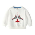 thumbnail image 1 of Zwiiyzr 2-10Years Toddler Baby Girl Boy Airplane Print Sweatshirt Long Sleeve Round Neck T-Shirt Fall Clothes Pullover Tops White, 1 of 2