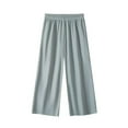 thumbnail image 1 of Zwiiyzr 2-11 Years Toddler Girl Wide Leg Pants Solid Color Summer Ice Silk Solid Color Baby Elastic Botton Long Pants Mint Green, 1 of 2